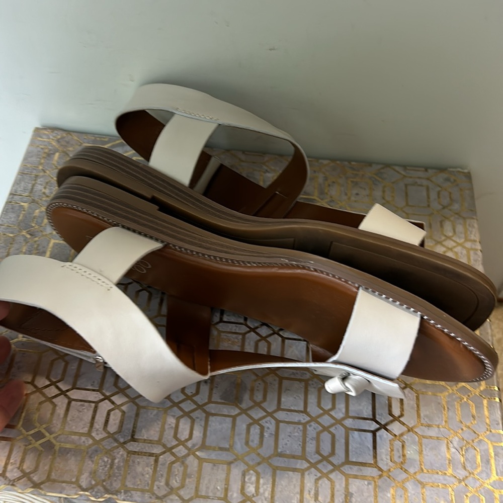 Franco Sarto Glenni Leather Adjustable Strap Slingback Flat Sandals Women sz 8.5 - Picture 5 of 7